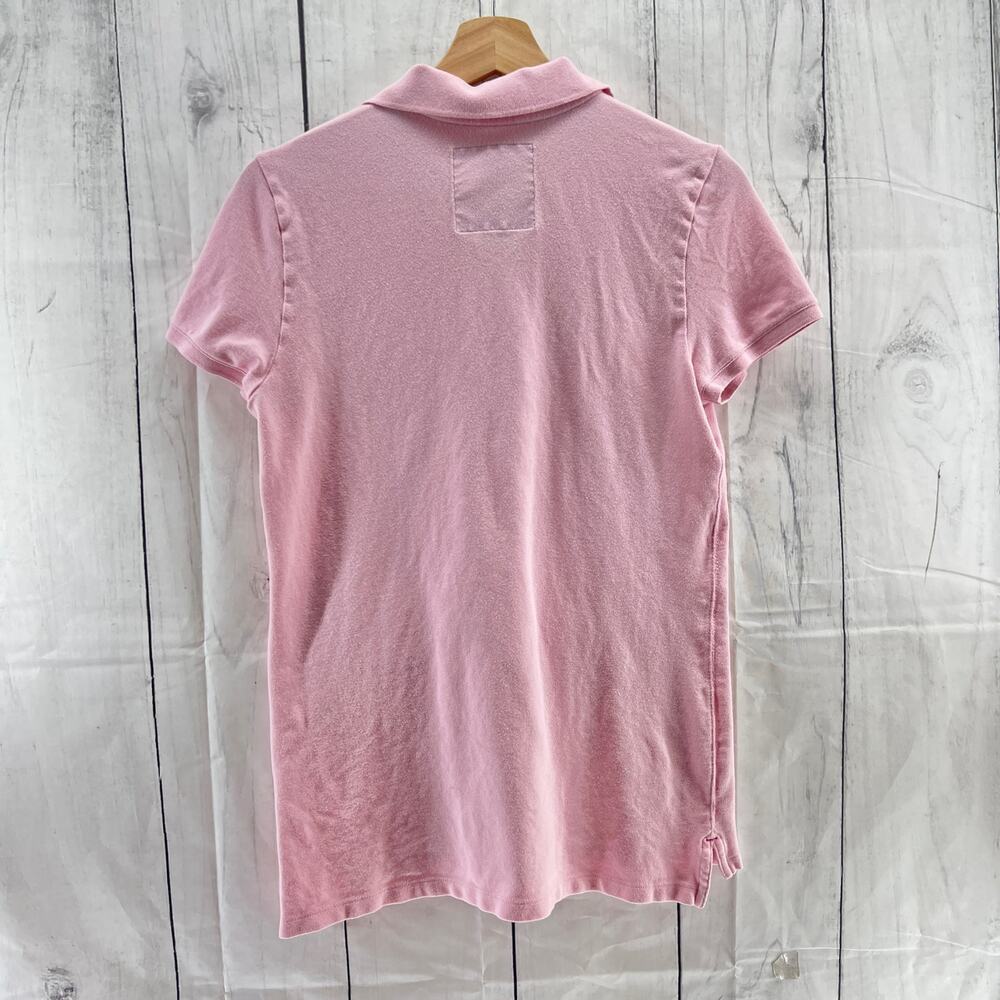 American Eagle LARGE Y2K Women's Pink Polo Barbiecore Shirt Short Sleeve Top - Picture 2 of 7